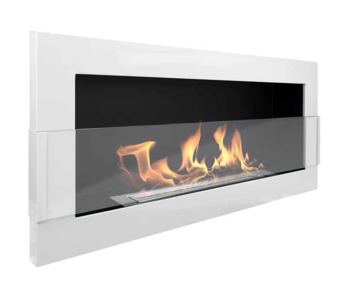 Biokominek 900x400 z szybą Biały Połysk