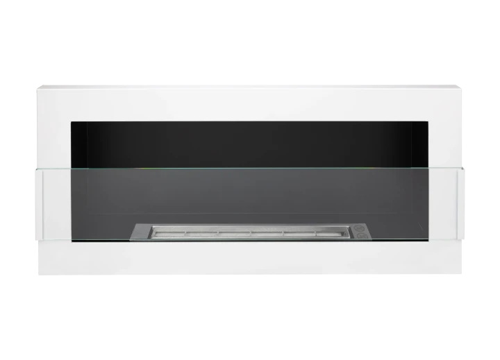 Biokominek 900x400 z szybą Biały Połysk