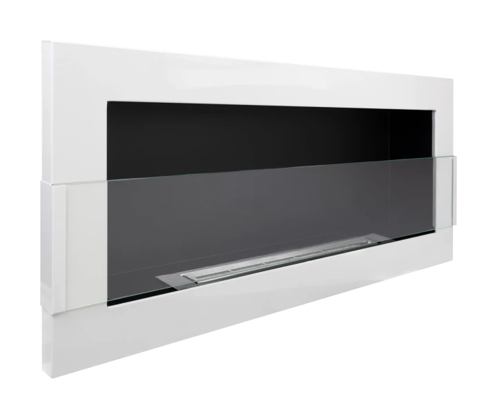 Biokominek 900x400 z szybą Biały Połysk