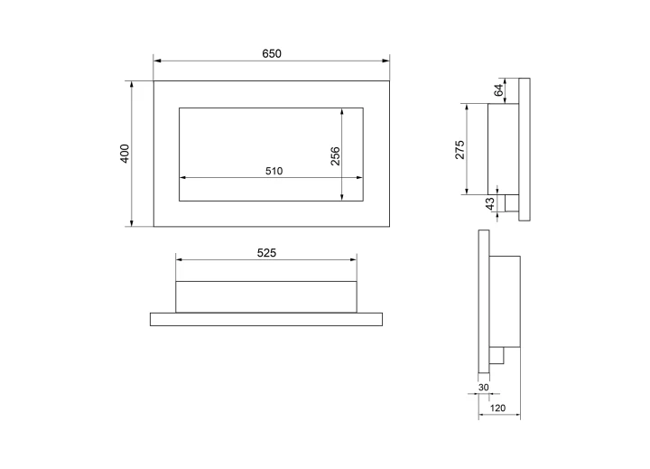 Biokominek wiszący 650x400 czarny strukturalny mat