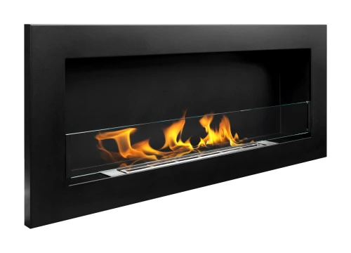 Biokominek 900x400 SLIM Czarny strukturalny z szybą