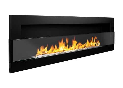 BIOKOMINEK 1200X400 czarny Strukturalny z  szybą