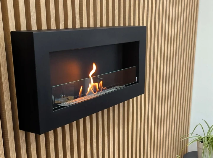 Biokominek Box 900x400 czarny z szybą