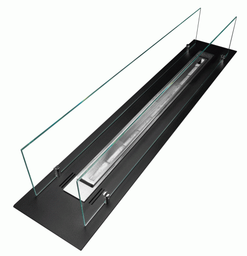 Biokominek do zabudowy wkład  100 cm czarny mat z szybami
