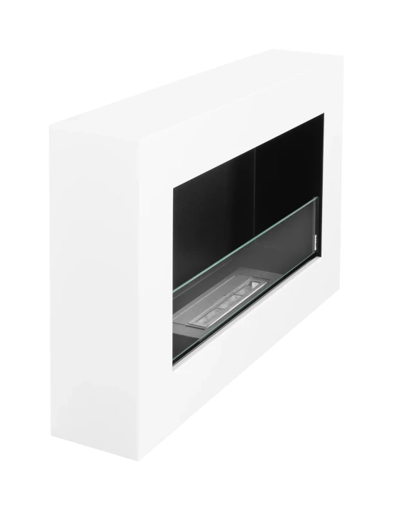 Biokominek wiszący z szybą 650x400 Box biały strukturalny mat