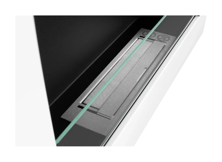 Biokominek wiszący z szybą 650x400 Box biały strukturalny mat