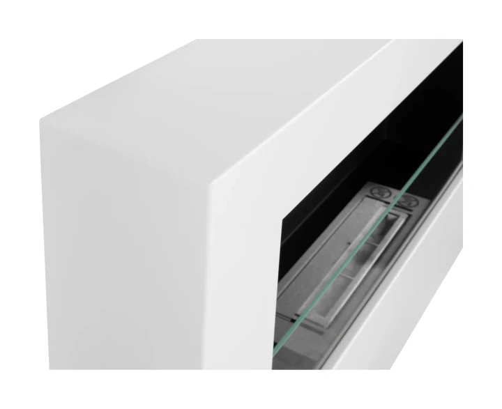 Biokominek wiszący z szybą 650x400 Box biały strukturalny mat