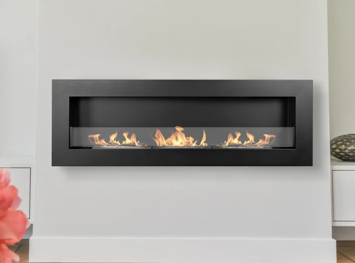 Biokominek wiszący z szybą 1200x400 Box czarny strukturalny mat