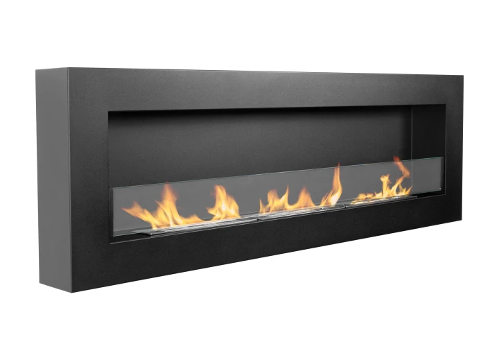 Biokominek wiszący z szybą 1200x400 Box czarny strukturalny mat