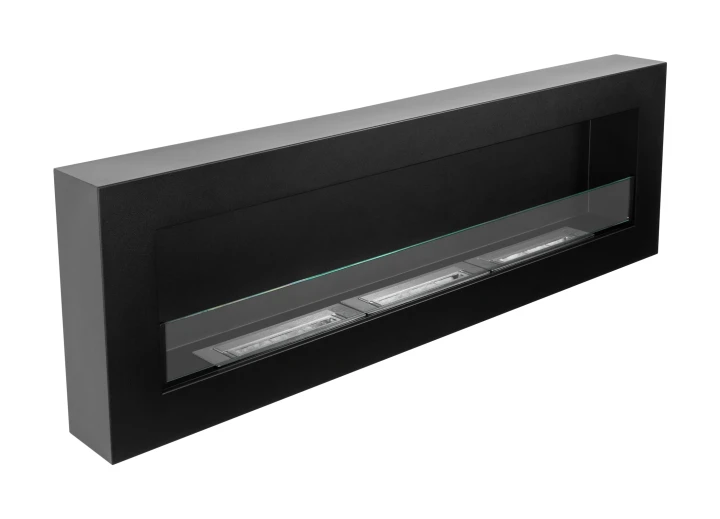 Biokominek wiszący z szybą 1200x400 Box czarny strukturalny mat