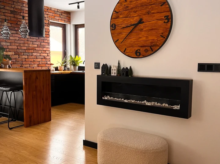 Biokominek wiszący z szybą 1200x400 Box czarny strukturalny mat