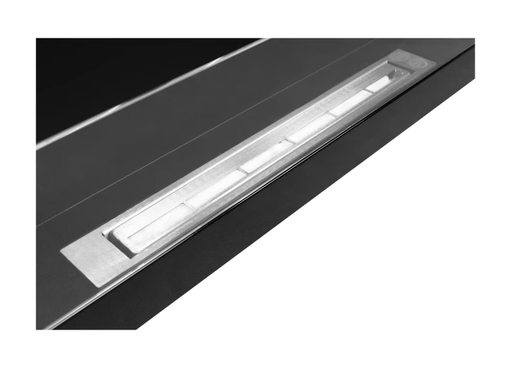 Biokominek wiszący z szybą 900x400 czarny połysk