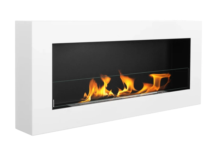 Biokominek wiszący z szybą 900x400 Box biały strukturalny mat