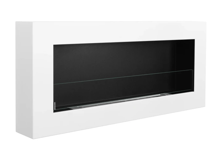 Biokominek wiszący z szybą 900x400 Box biały strukturalny mat