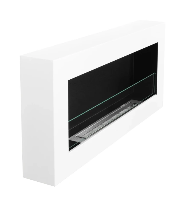 Biokominek wiszący z szybą 900x400 Box biały strukturalny mat