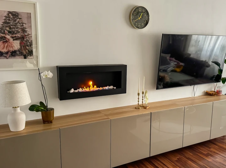 Biokominek wiszący 900x400 Box czarny strukturalny mat