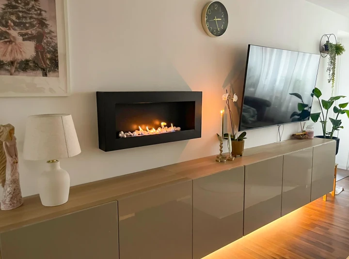 Biokominek wiszący 900x400 Box czarny strukturalny mat