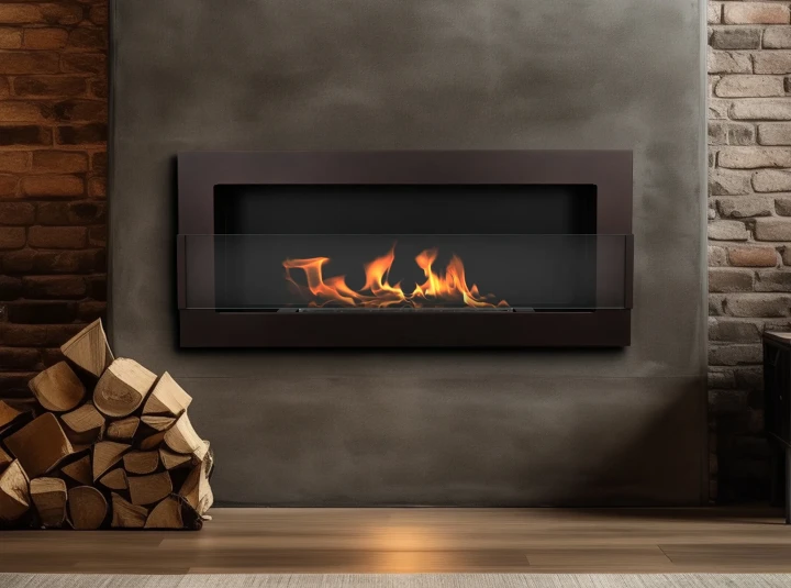 Biokominek wiszący z szybą 900x400 brąz