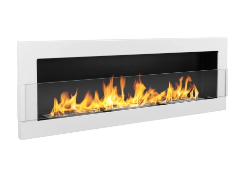 Biokominek wiszący z szybą 1200x400 biały połysk