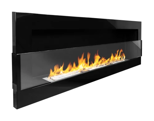 Biokominek wiszący z szybą 1200x400 czarny połysk